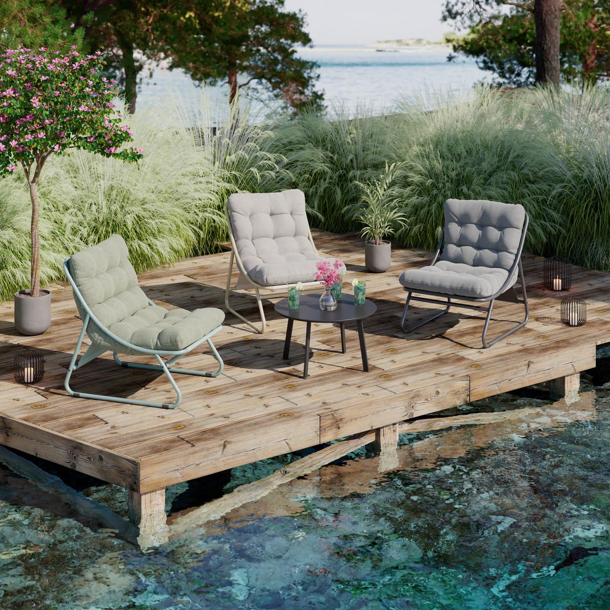 Loungesessel Kairo - Dunkelgrau/Anthrazit, MODERN, Textil/Metall (68/36/65cm) - Beldano