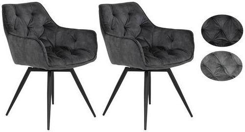 Armlehnstuhl Florentina Anthrazit Gepolstert 2er-Set - Anthrazit/Schwarz, MODERN, Textil/Metall (56/82/63cm) - MID.YOU