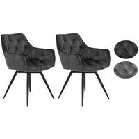 Armlehnstuhl Florentina Anthrazit Gepolstert 2er-Set - Anthrazit/Schwarz, MODERN, Textil/Metall (56/82/63cm) - MID.YOU