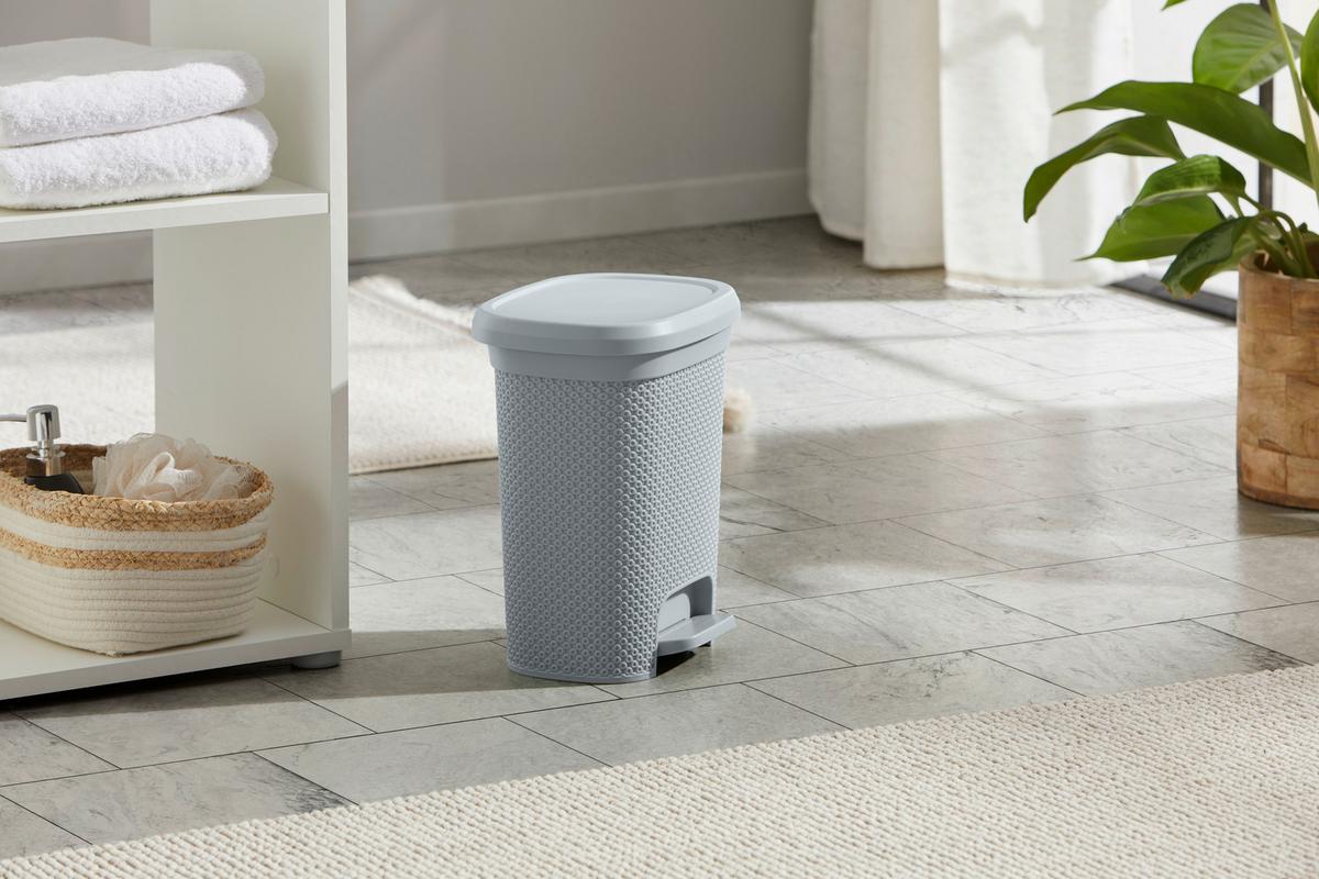 Szemetesvödör Denise Kb. 6,5l - világosszürke/fekete, Konventionell, műanyag (19,5/25/30,5cm) - Luca Bessoni