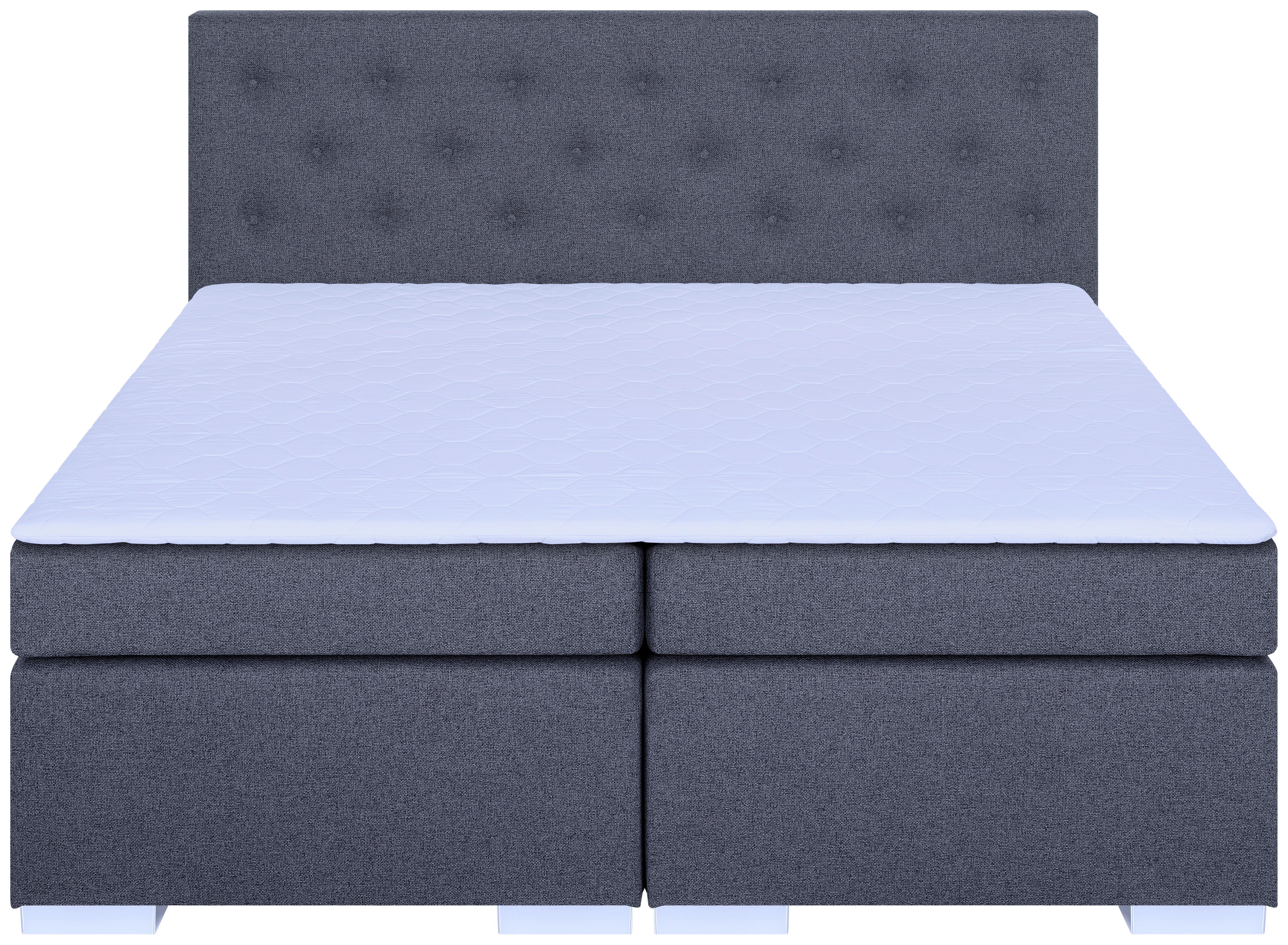 Boxspringbett Korfu Dunkelgrau, 180x200 Cm - Chromfarben/Dunkelgrau, Basics, Holzwerkstoff/Textil (180/200cm) - P & B