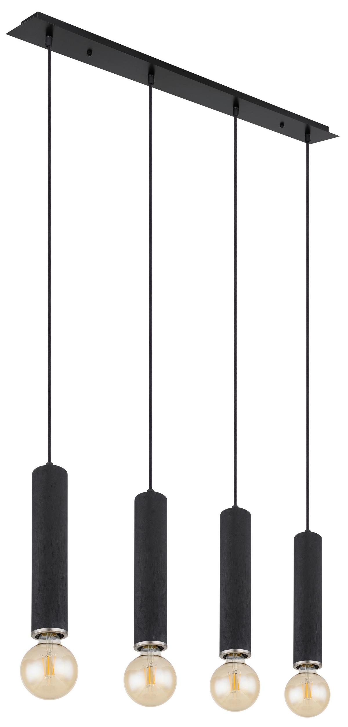 Függőlámpa 15499-4h - fekete/nikkel, Basics, textil/fa (93/10/120cm) - Globo