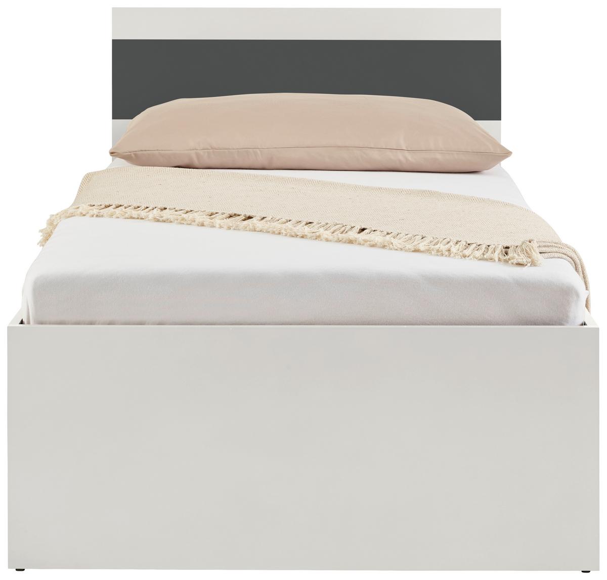 Bett Basic Two Kaschmir/Anthrazit 90x200 - Kaschmir/Anthrazit, KONVENTIONELL, Holzwerkstoff (90/200cm)