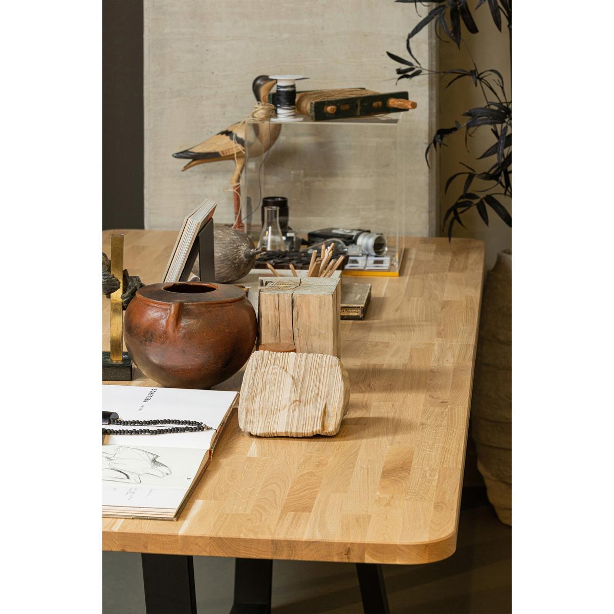 Esstisch Tablo Naturfarben/Schwarz L: 240cm - Schwarz/Naturfarben, MODERN, Holz/Metall (240/100/77cm) - Livetastic