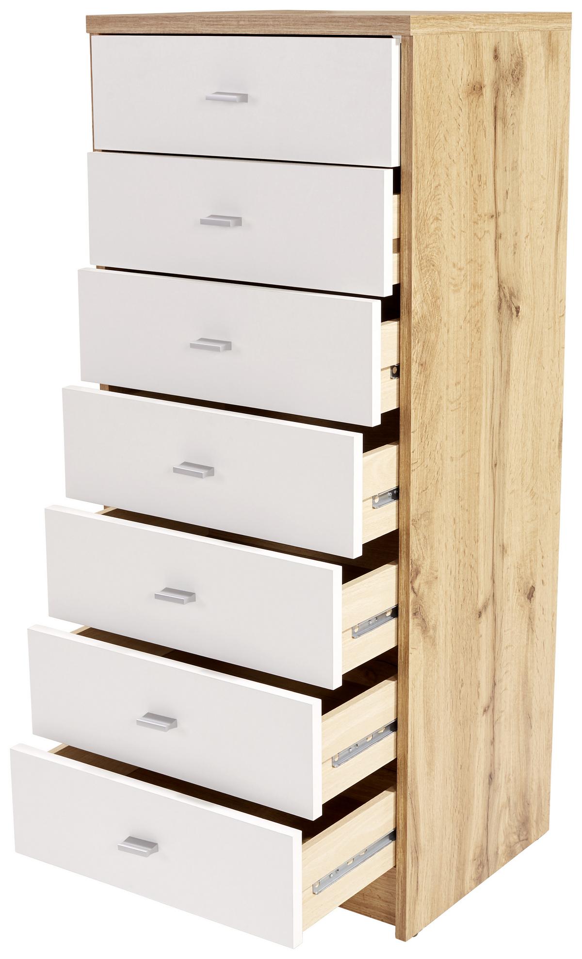 KOMODA 4-YOU NEW YUK11 - bílá/barvy dubu, Moderní, kompozitní dřevo/plast (50/111,4/34,6cm)