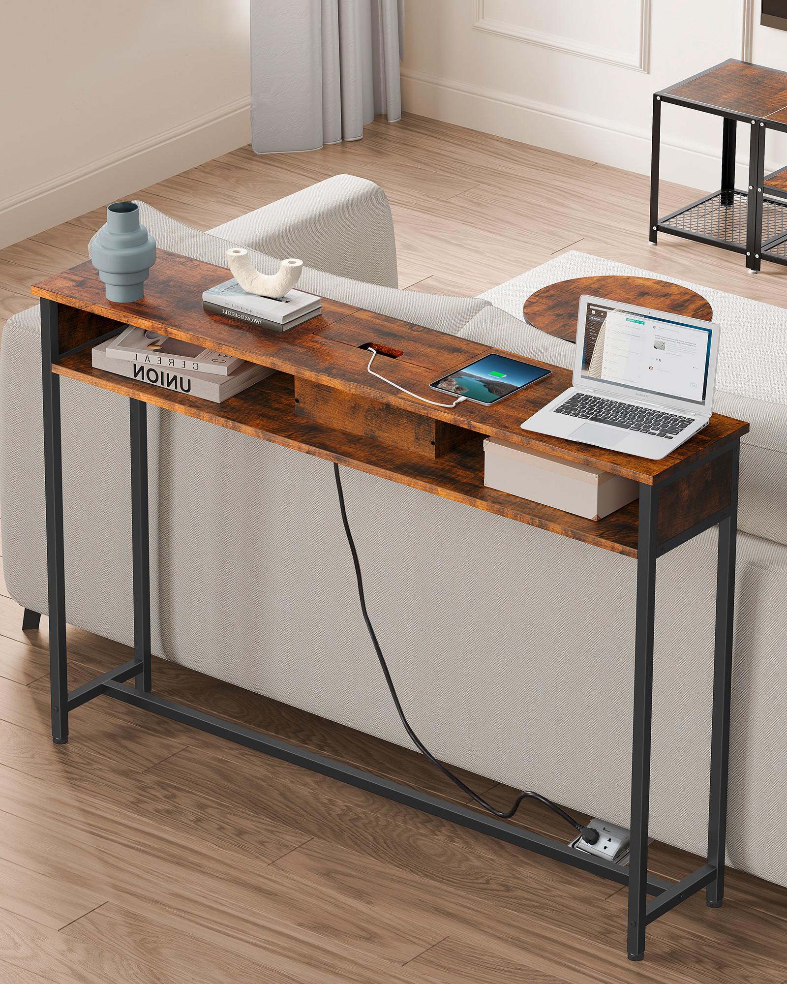 Konsolentisch Schwarz, Dunkelbraun B: 120 cm - Dunkelbraun/Schwarz, Trend, Holzwerkstoff/Metall (120/81/25cm) - MID.YOU