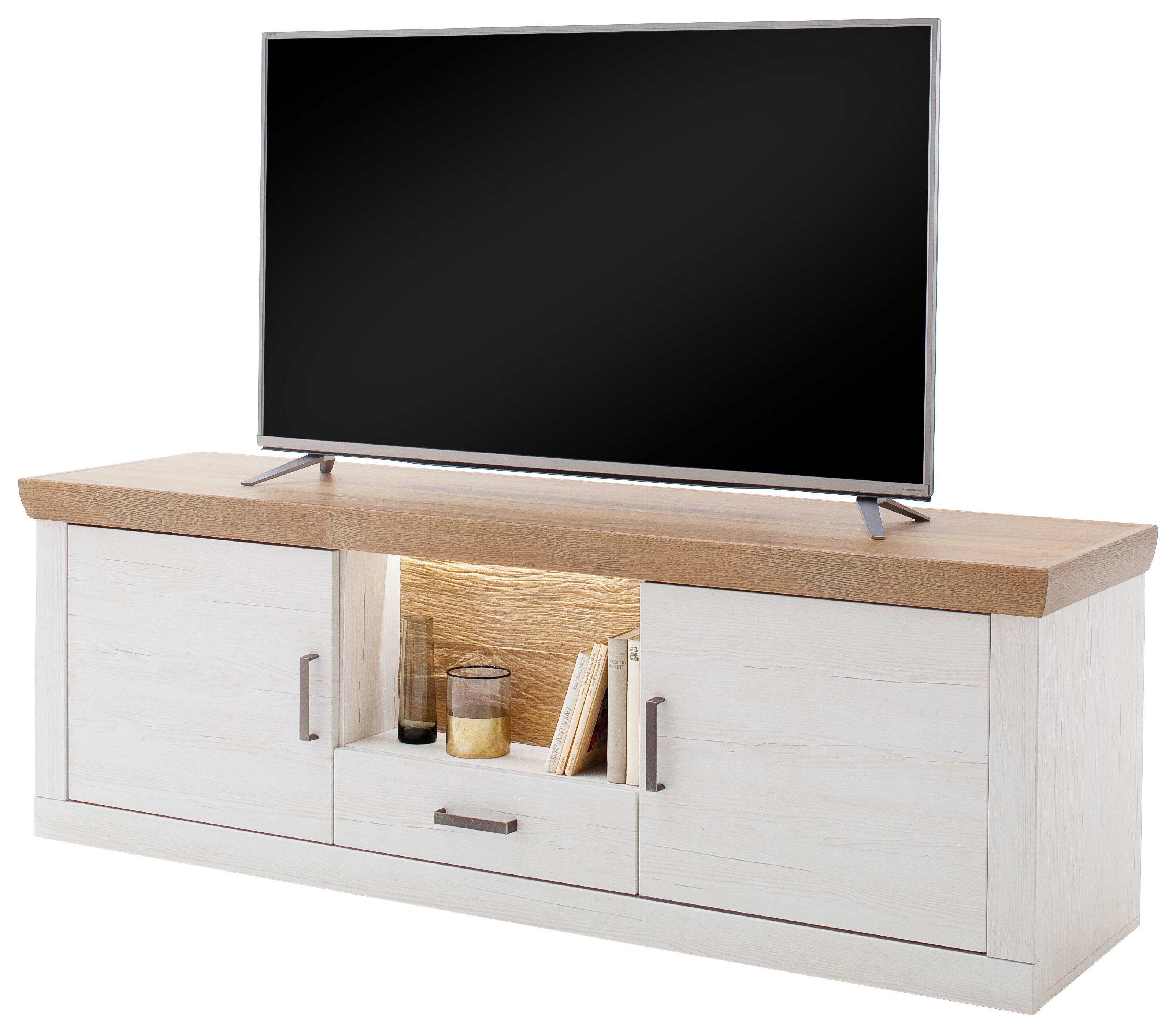 Lowboard Madrid B: 181 Cm Eiche Dekor/pinienfarben - Eichefarben/Schwarz, Design, Holzwerkstoff (181/62/50cm) - MID.YOU