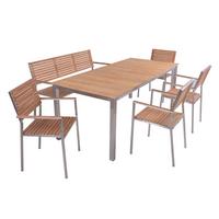 Gartentischgruppe Dallas/Denver - Silberfarben/Schwarz, Basics, Holz/Kunststoff - Gardenson