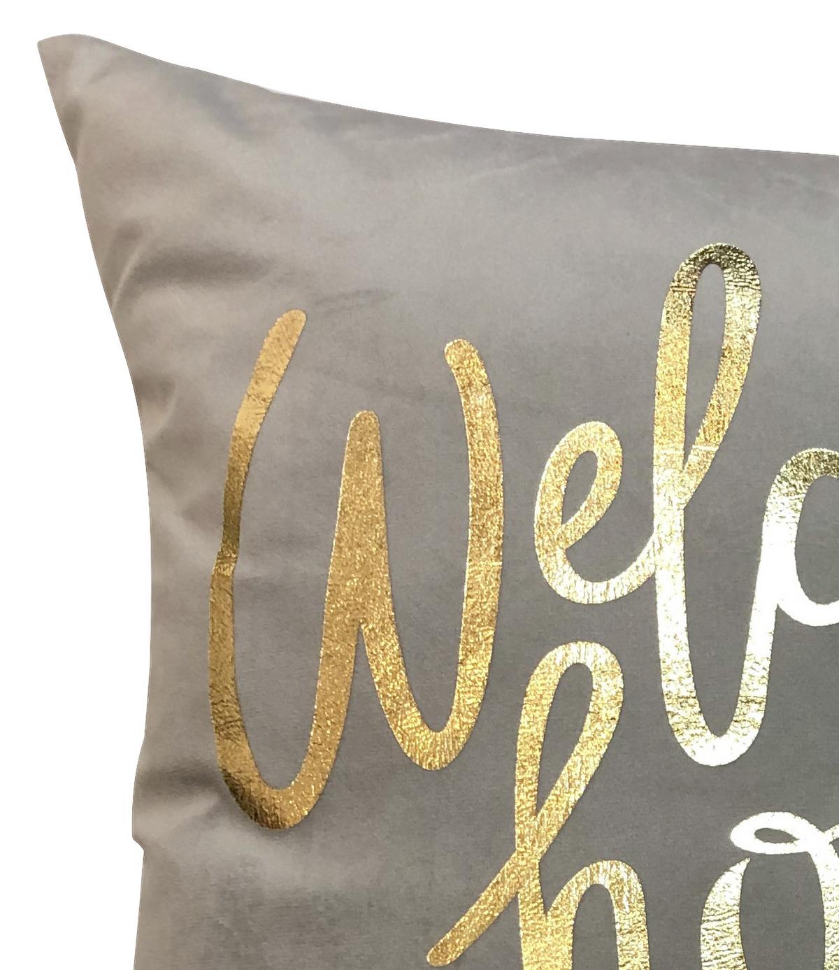 Zierkissen Welcome Home 45 X45 Cm Polyester Grau Mit Zipp - Grau, MODERN, Textil (45/45cm) - Luca Bessoni