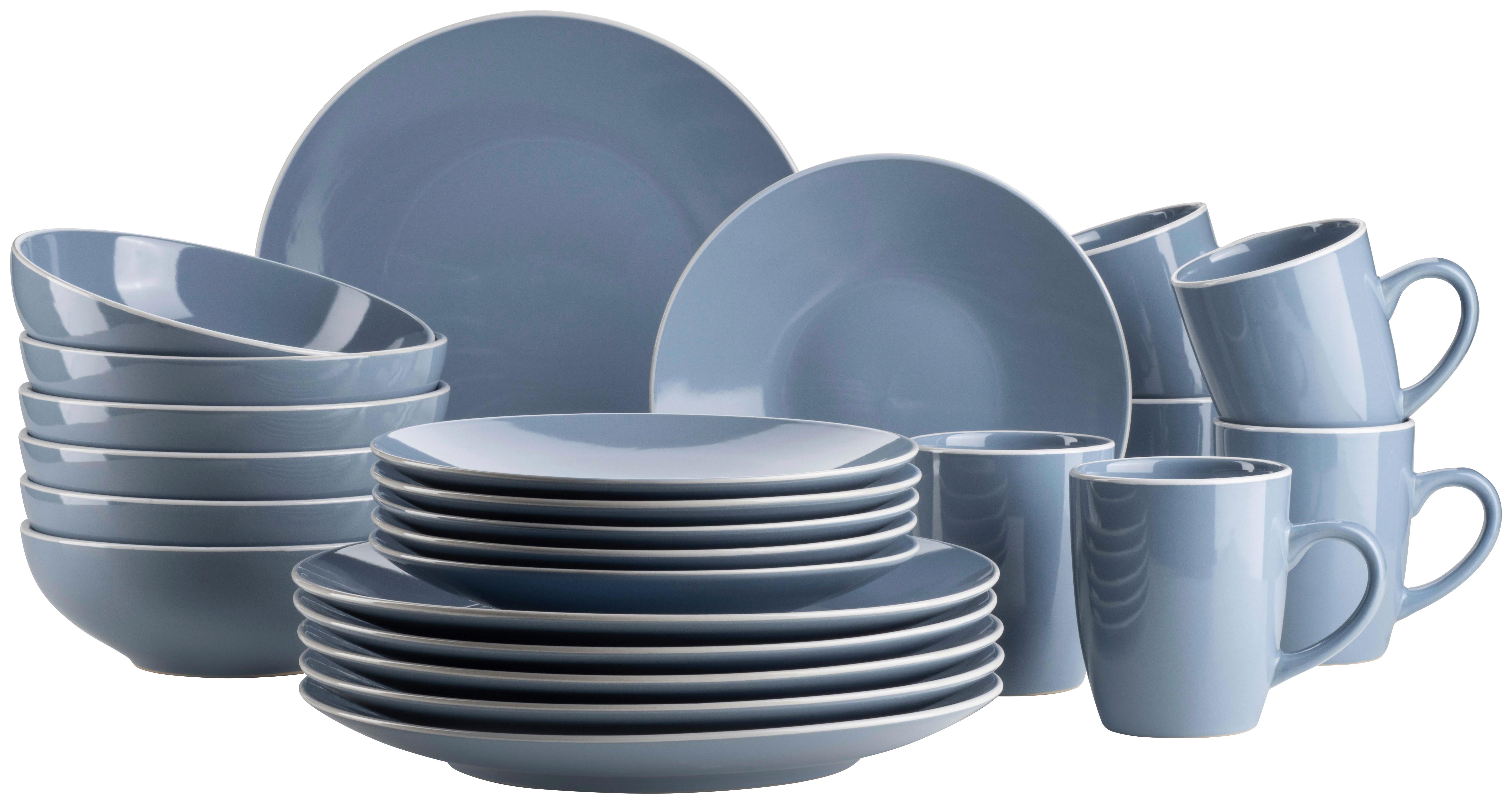 Kombiservice Elissa 6 Personen Geschirr Set - Blau, Basics, Keramik (46,5/33/32cm) - Mäser