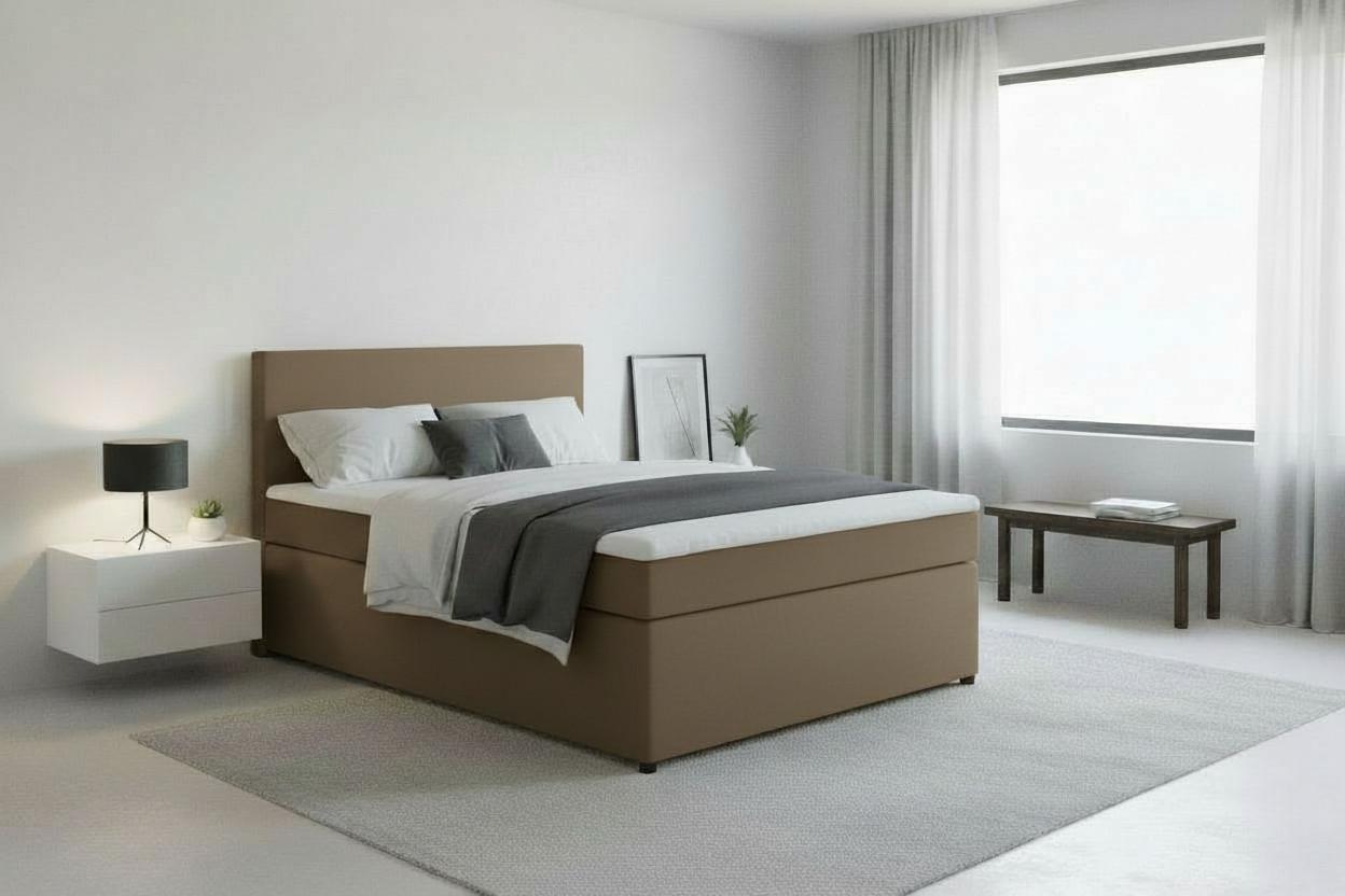 Boxspringbett Togo 140 140x200 Sandfarben - Sandfarben/Schwarz, MODERN, Holzwerkstoff/Textil (140/200cm) - MID.YOU