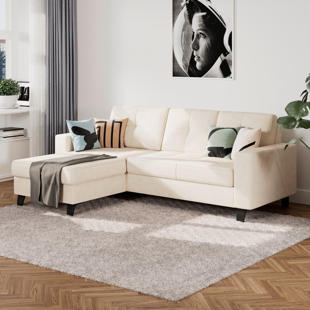 Ecksofa Varese naturfarben, B: 164 cm - Beige/Schwarz, KONVENTIONELL, Textil (164/239cm) - James Wood