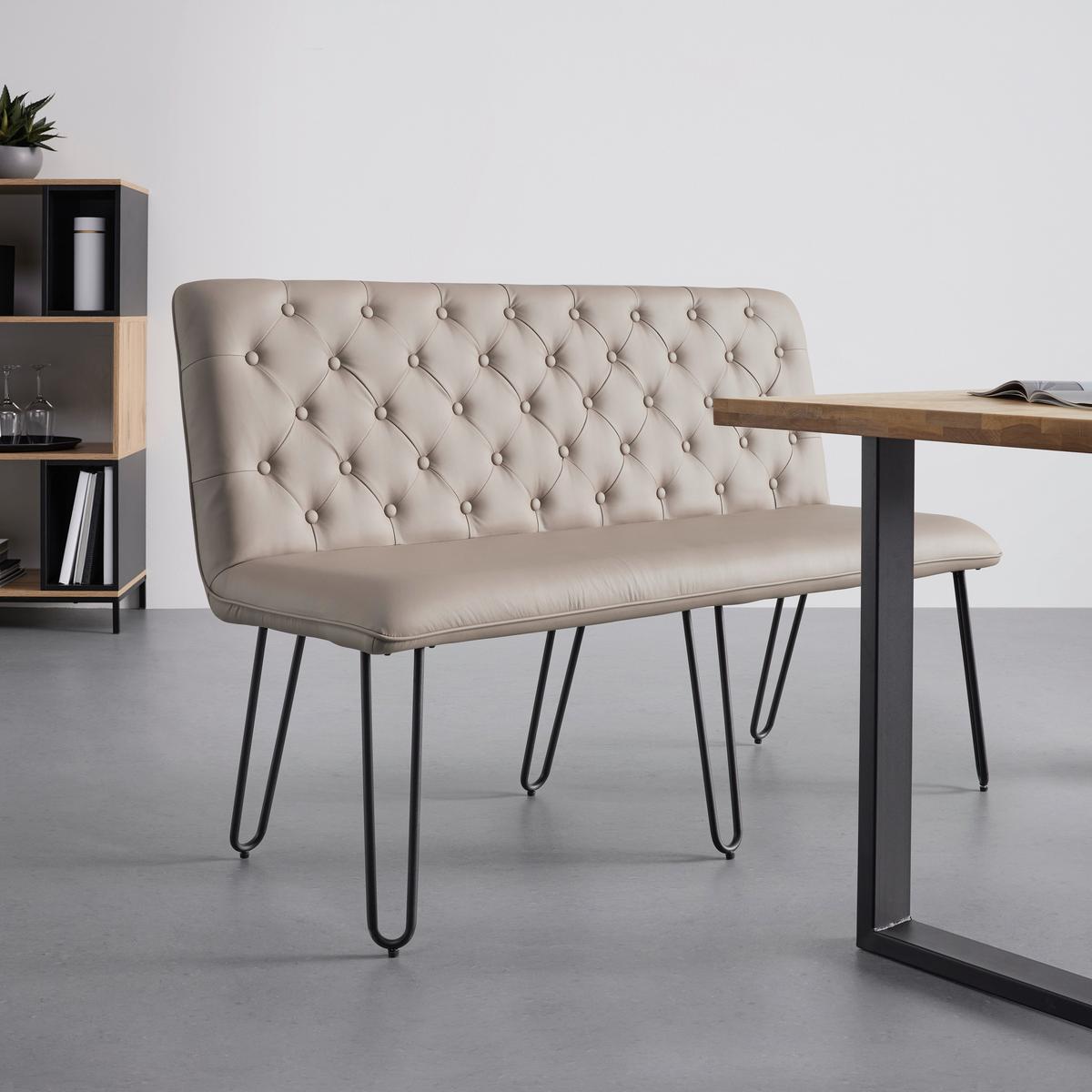 LavicE Ivie - šedohnědá koženka - černá/šedohnědá, Moderní, kov/dřevo (140/92/62cm) - Bessagi Home