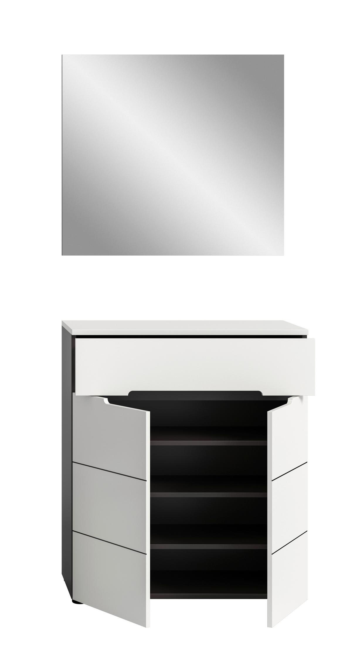 Garderobe Canu 2-Teilig Grau/Weiß B: 80 cm - Weiß/Grau, Design, Holzwerkstoff (80/190/37cm) - Livetastic