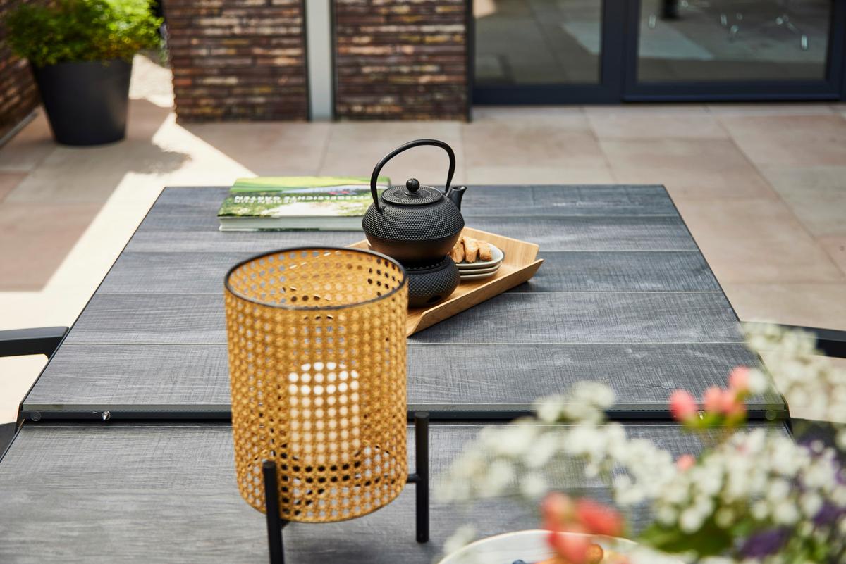 Gartentischgruppe Reno Set + Silva 9tlg - Anthrazit, MODERN, Keramik/Kunststoff (100/88/260cm) - Siena Garden