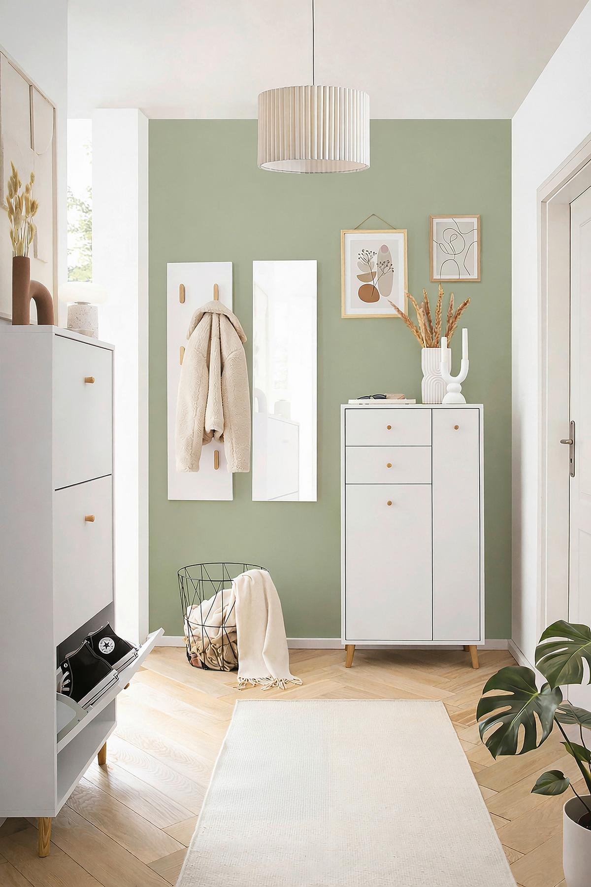 Garderobenpaneel Bjarne Weiß B: 30 cm - Weiß, Design, Holzwerkstoff (30/110,6/2,6cm) - MID.YOU