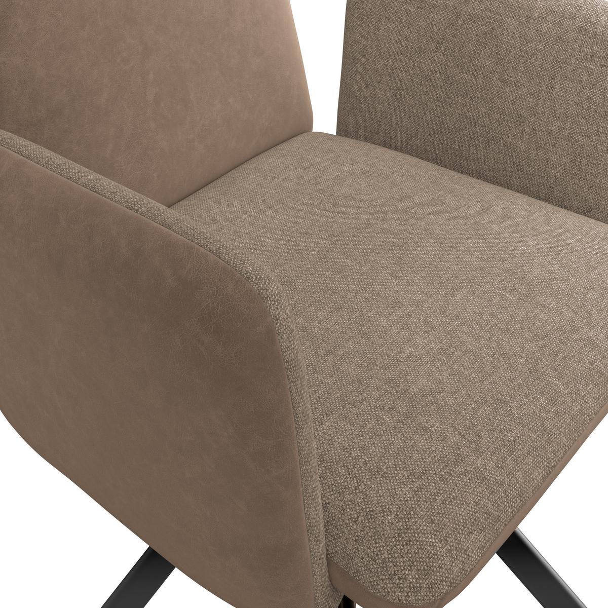 Armlehnstuhl Kian Webstoff braun, B: 65 cm - Schwarz/Braun, Trend, Textil/Metall (65/88/63cm)
