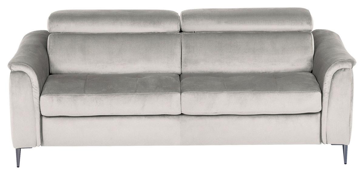 Schlafsofa Pafos Hellgrau B: 203 cm - Chromfarben/Hellgrau, Design, Textil (203/77-98/103cm) - MID.YOU