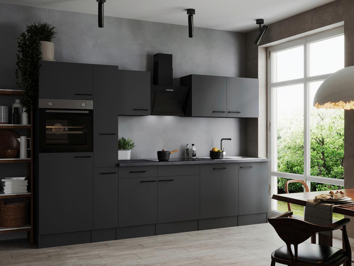 Küchenblock Oliver Dunkelgrau B: 310 cm - Dunkelgrau/Grau, Design, Holzwerkstoff (310cm) - Respekta