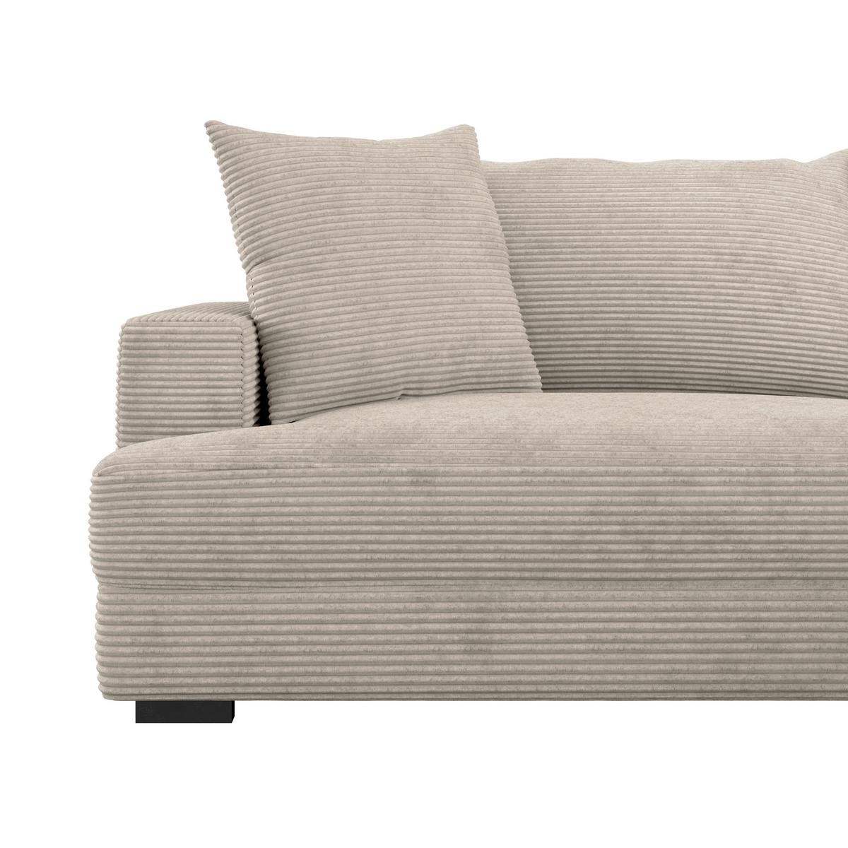 Rohová sedačka PELLE, pravá, béžový manšestr - černá/béžová, Moderní, textil (265/180cm)