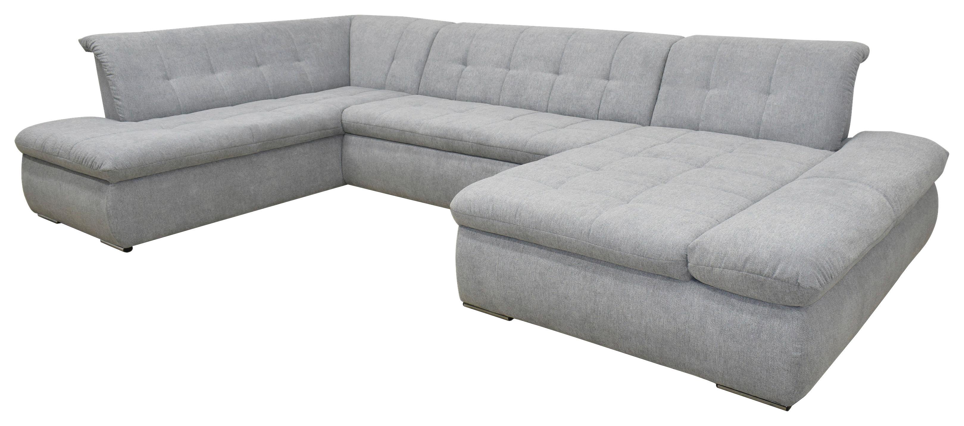 Wohnlandschaft Moric Mikrofaser Grau - Chromfarben/Grau, KONVENTIONELL, Textil (216/353/172cm) - MID.YOU