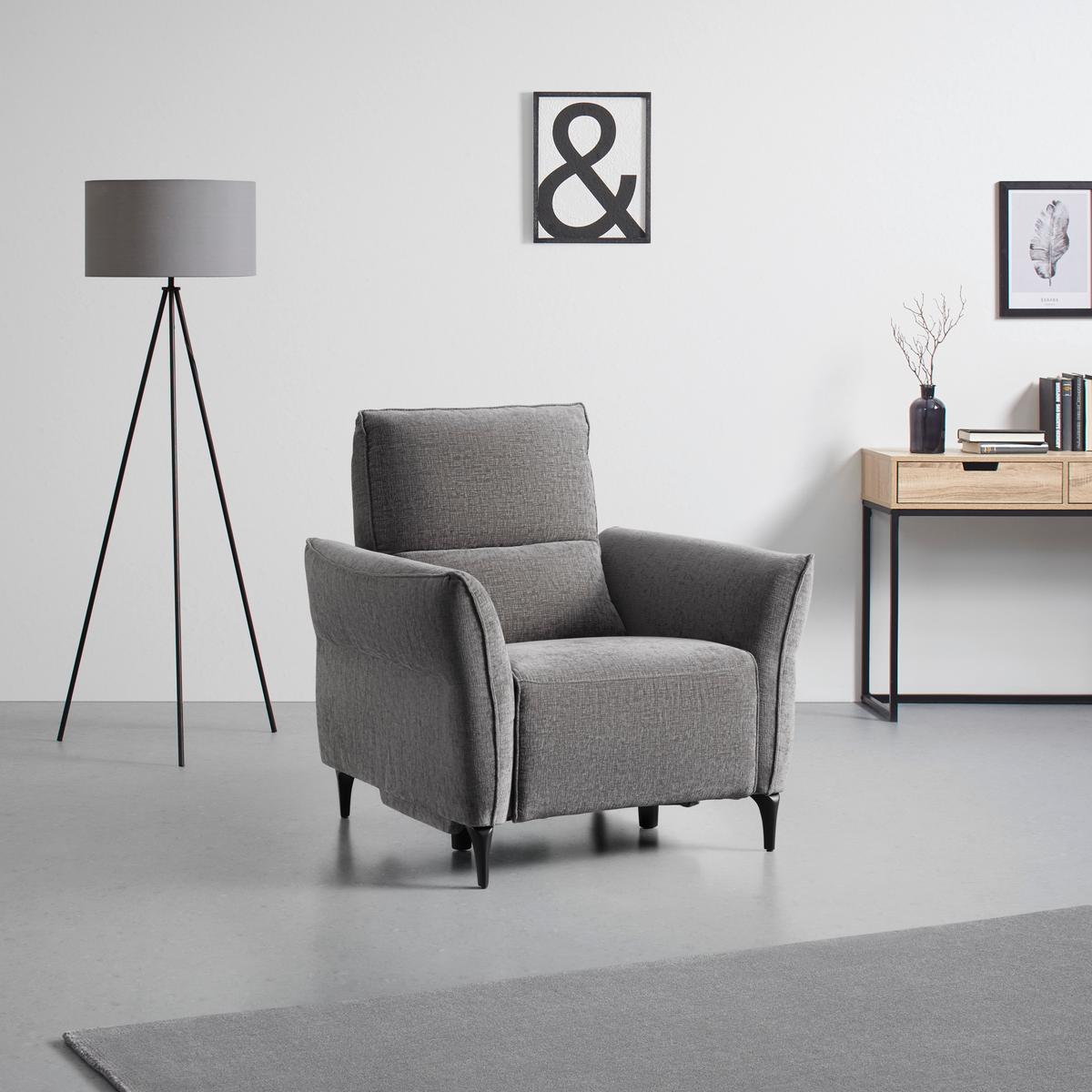 Relaxační křeslo CAPE TOWN, tm.šedá, elektr.relax.funkce - černá/tmavě šedá, Moderní, kov/dřevo (95/99/92cm) - Mömax