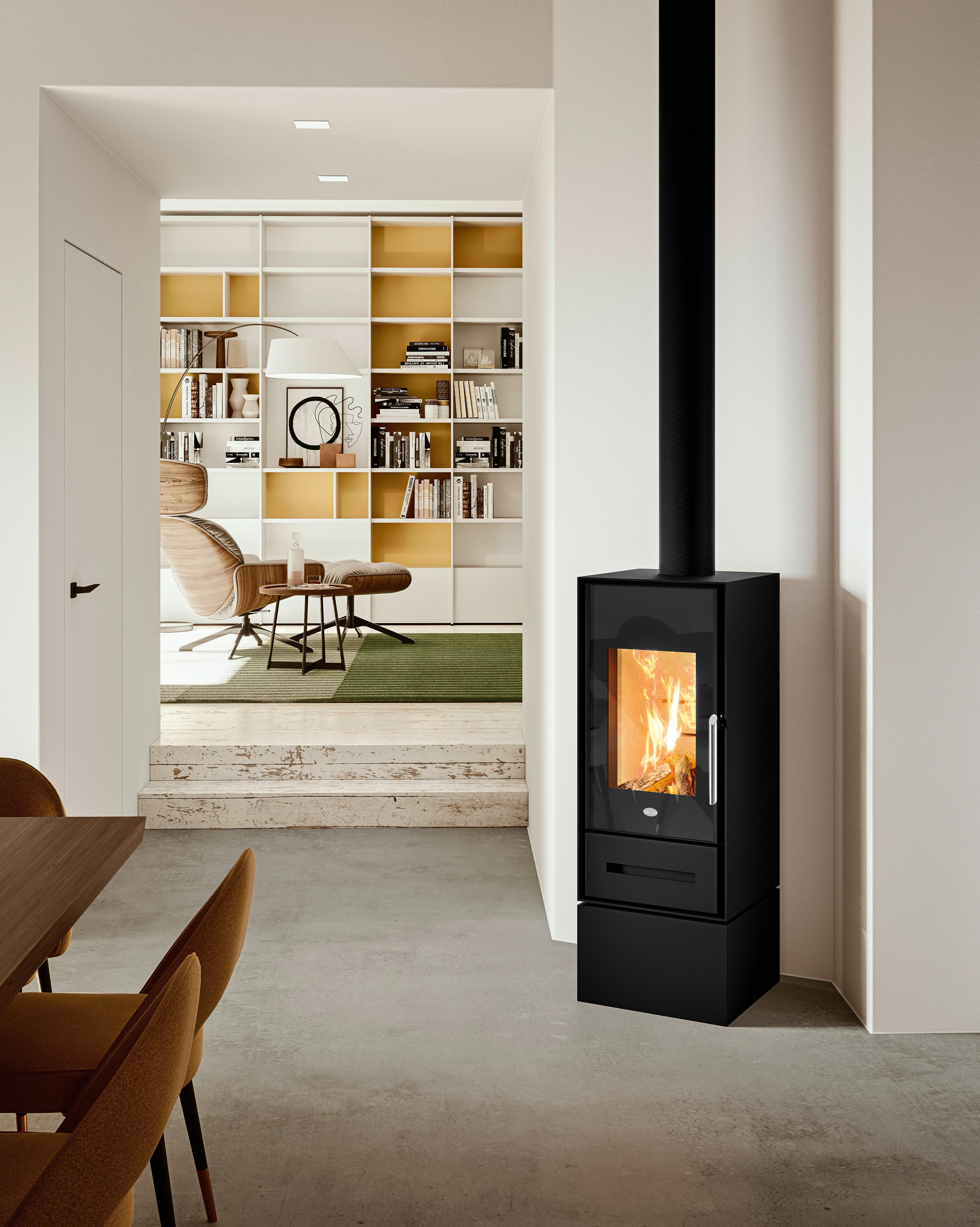 Kaminofen Regina Schwarz Metall 8kw - Schwarz, Basics, Metall (46,5/110,2/41cm)