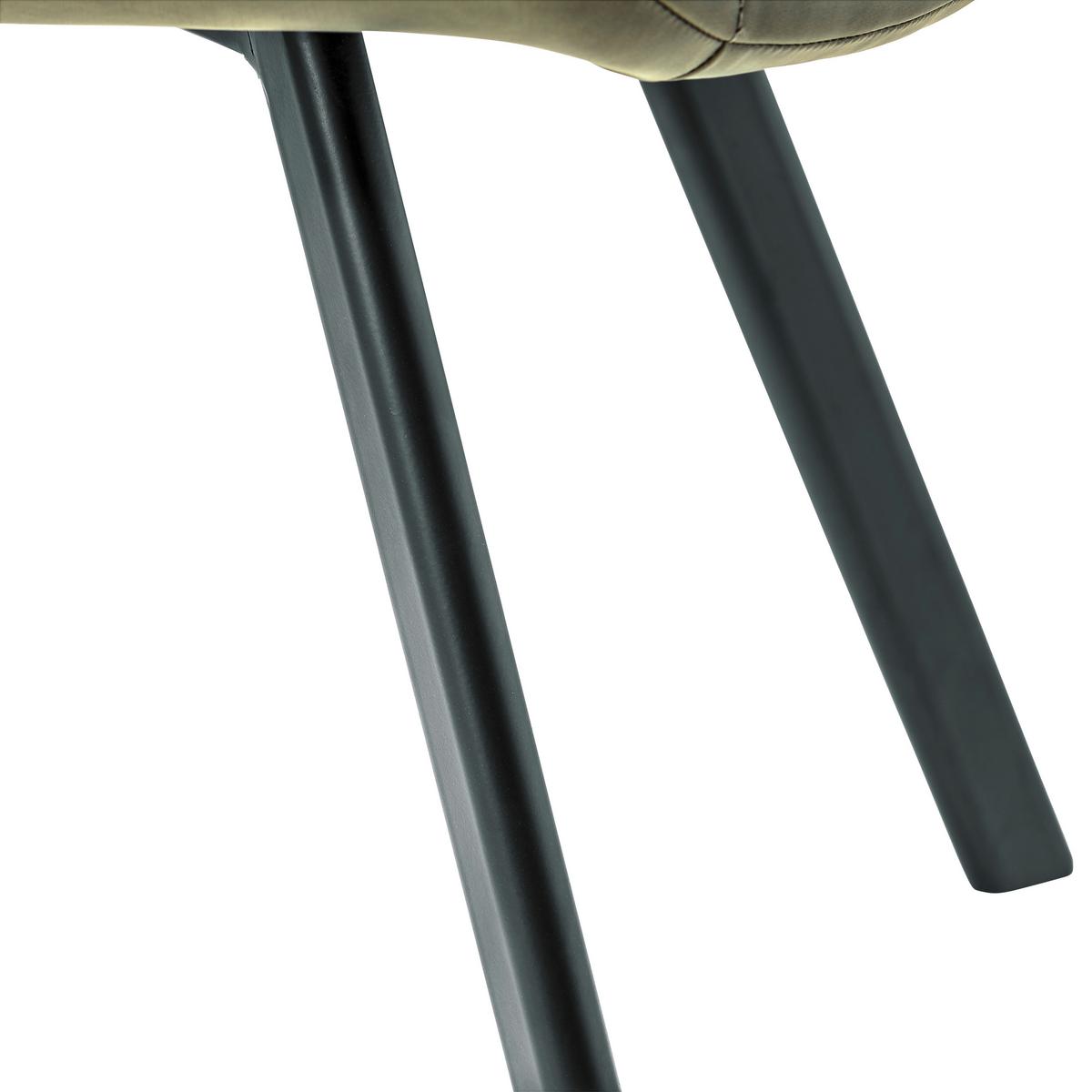 Schalenstuhl Hayo Olivgrün Lederlook Gepolstert - Schwarz/Olivgrün, KONVENTIONELL, Textil/Metall (56/84/60cm) - Livetastic