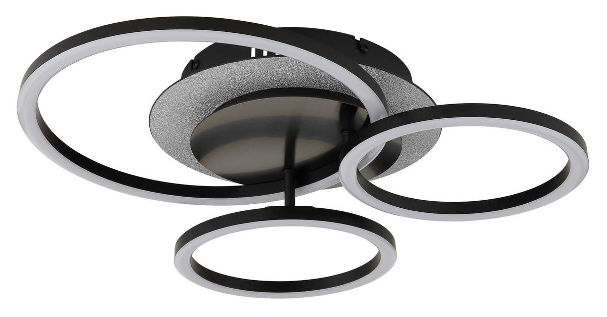 LED-Deckenleuchte Memory-Funktion - Silberfarben/Schwarzchrom, Design, Kunststoff/Metall (46/42/11,5cm) - Globo