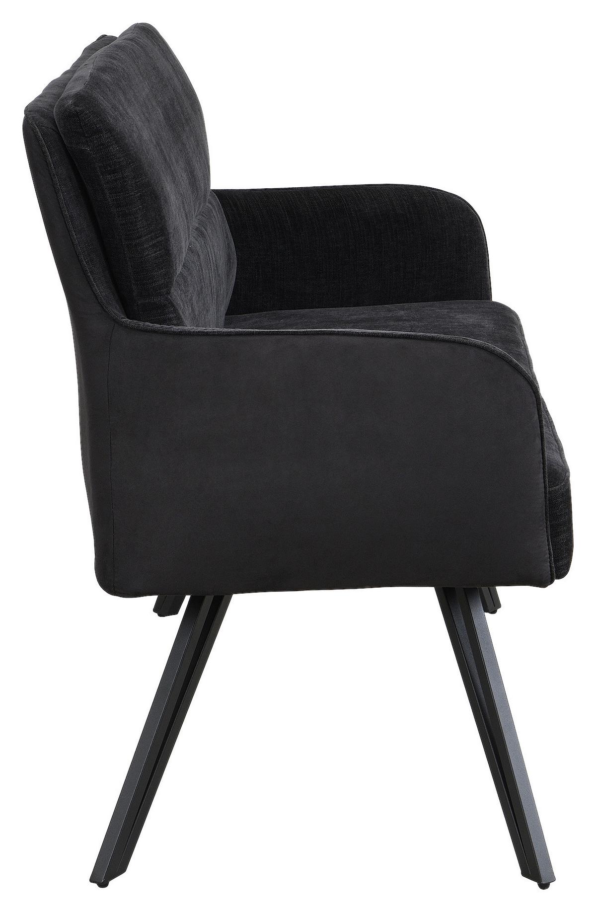 Sitzbank Tino - Schwarz, MODERN, Textil/Metall (140/94/67cm) - MID.YOU