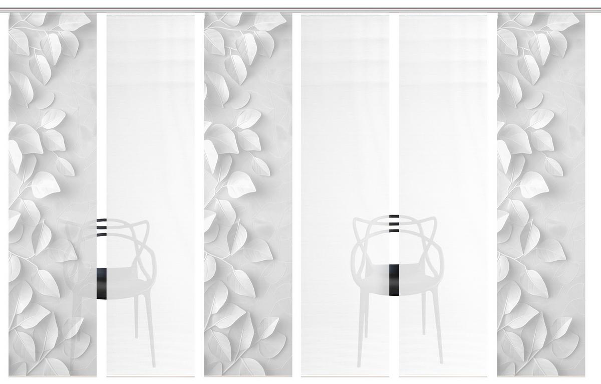 Flächenvorhang Rixa 6er Set - Grau Hochglanz/Weiß, Natur, Textil (60/260cm)