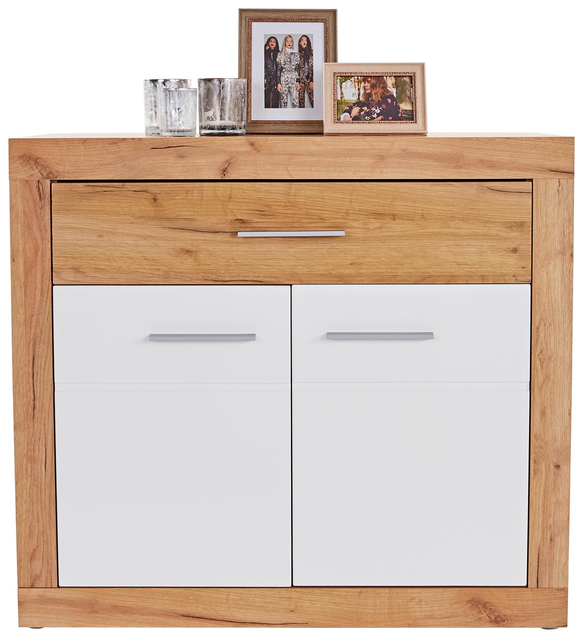 Komód Malta 97/86 Cm - tölgyfa színű/fehér, Modern, faalapú anyag (96,4/86/39,9cm)