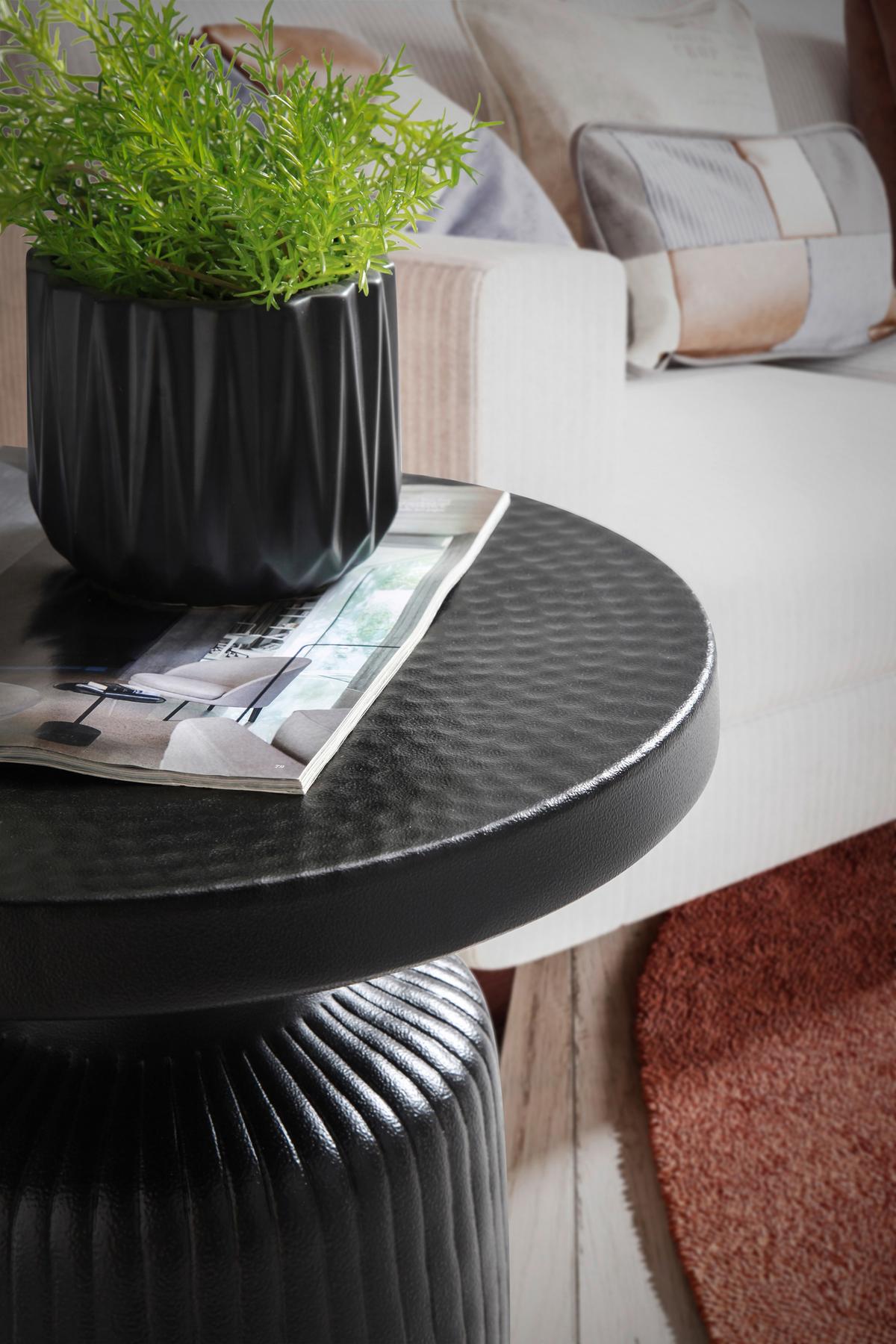 Beistelltisch Aluminium Schwarz D: 40 cm - Schwarz, Design, Metall (40/30cm) - MID.YOU