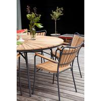 Gartensessel Stapelbar Ellen Aluminiumgestell, Teakholz - Anthrazit/Teakfarben, KONVENTIONELL, Holz/Metall (58,5/78/56,5cm) - Gardenson