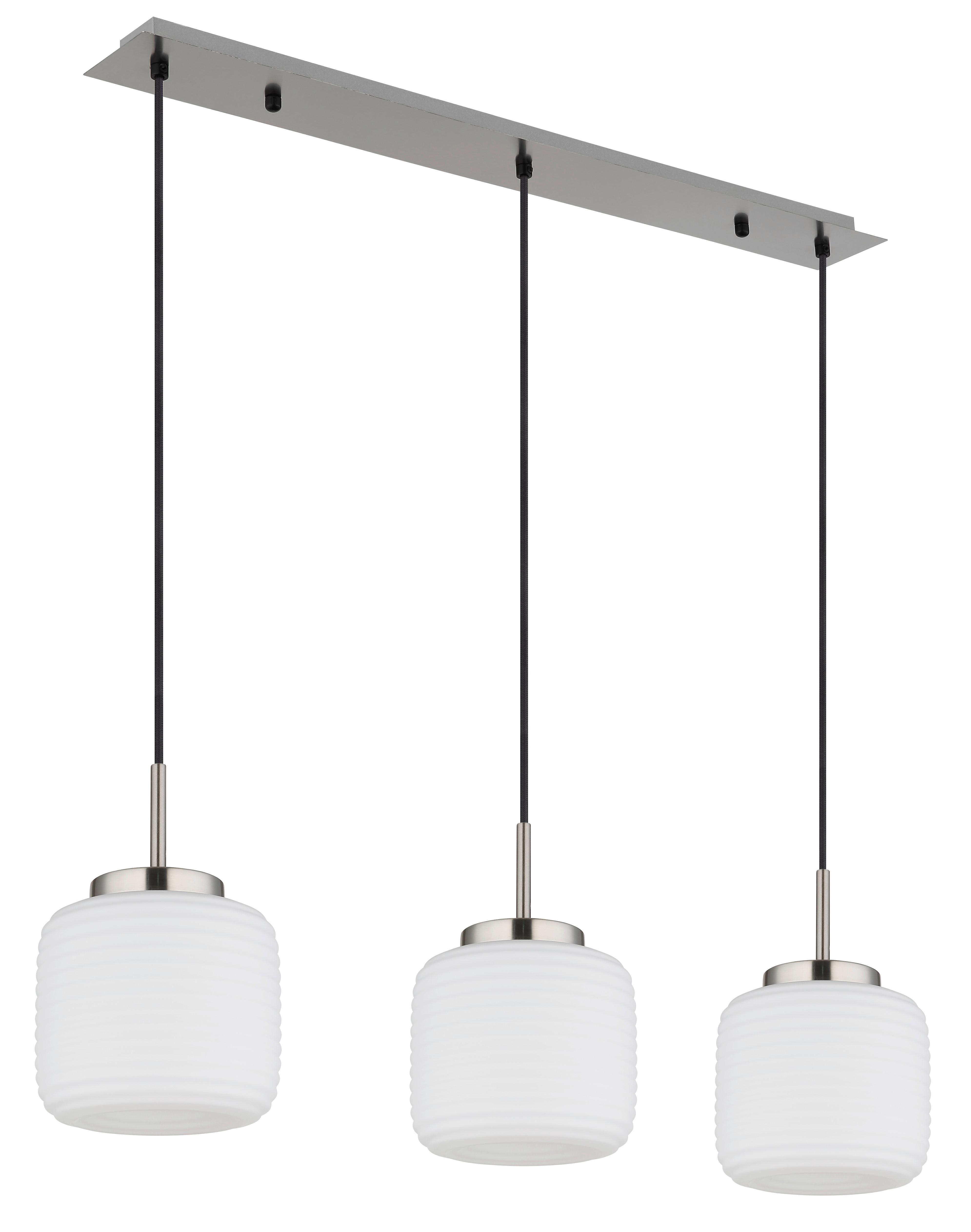 Hängeleuchte Kladora D: 24 Cm Schwarz Weiß Nickelfarben - Schwarz/Weiß, KONVENTIONELL, Glas/Textil (24/130cm) - Globo