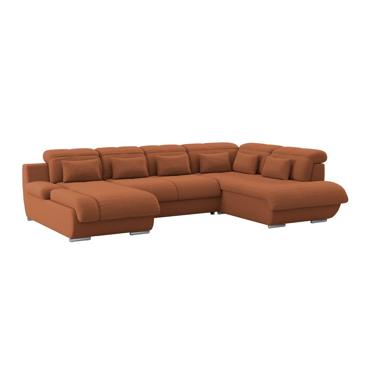 Wohnlandschaft Multi mit Schlaffunktion terracotta - Chromfarben/Dunkelgrau, MODERN, Textil (184/345/228cm) - Luca Bessoni