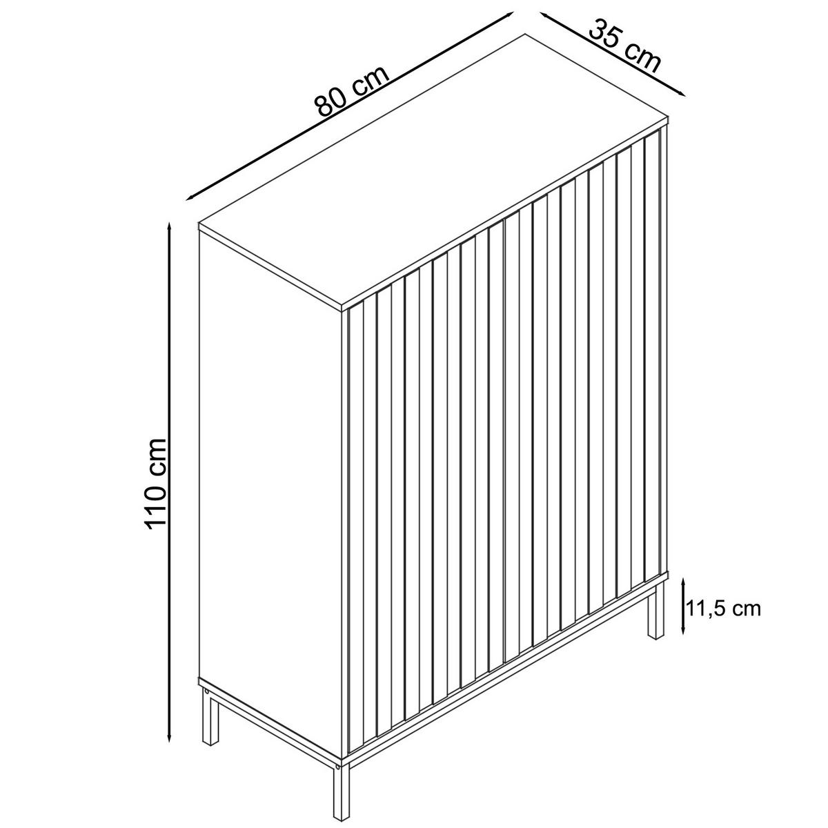 Highboard Celine Naturfarben B: 80cm - Schwarz/Naturfarben, Design, Holzwerkstoff/Metall (80/110/35cm) - MID.YOU