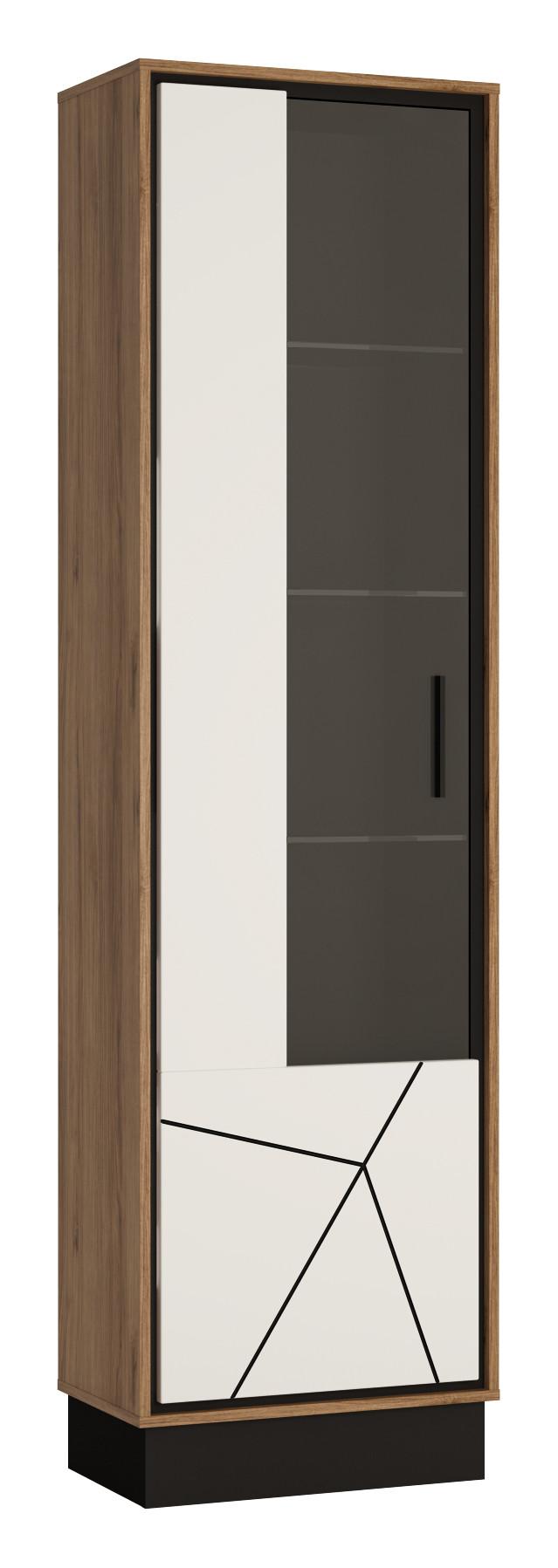 Vitrine Brolo Catania Eiche/perlschwarz B: - Eichefarben/Schwarz, MODERN, Glas/Holzwerkstoff (56,6/208,5/37cm)