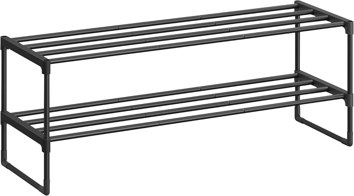 Schuhregal Schwarz B: 92cm - Schwarz, Basics, Kunststoff/Metall (92/34/30cm)