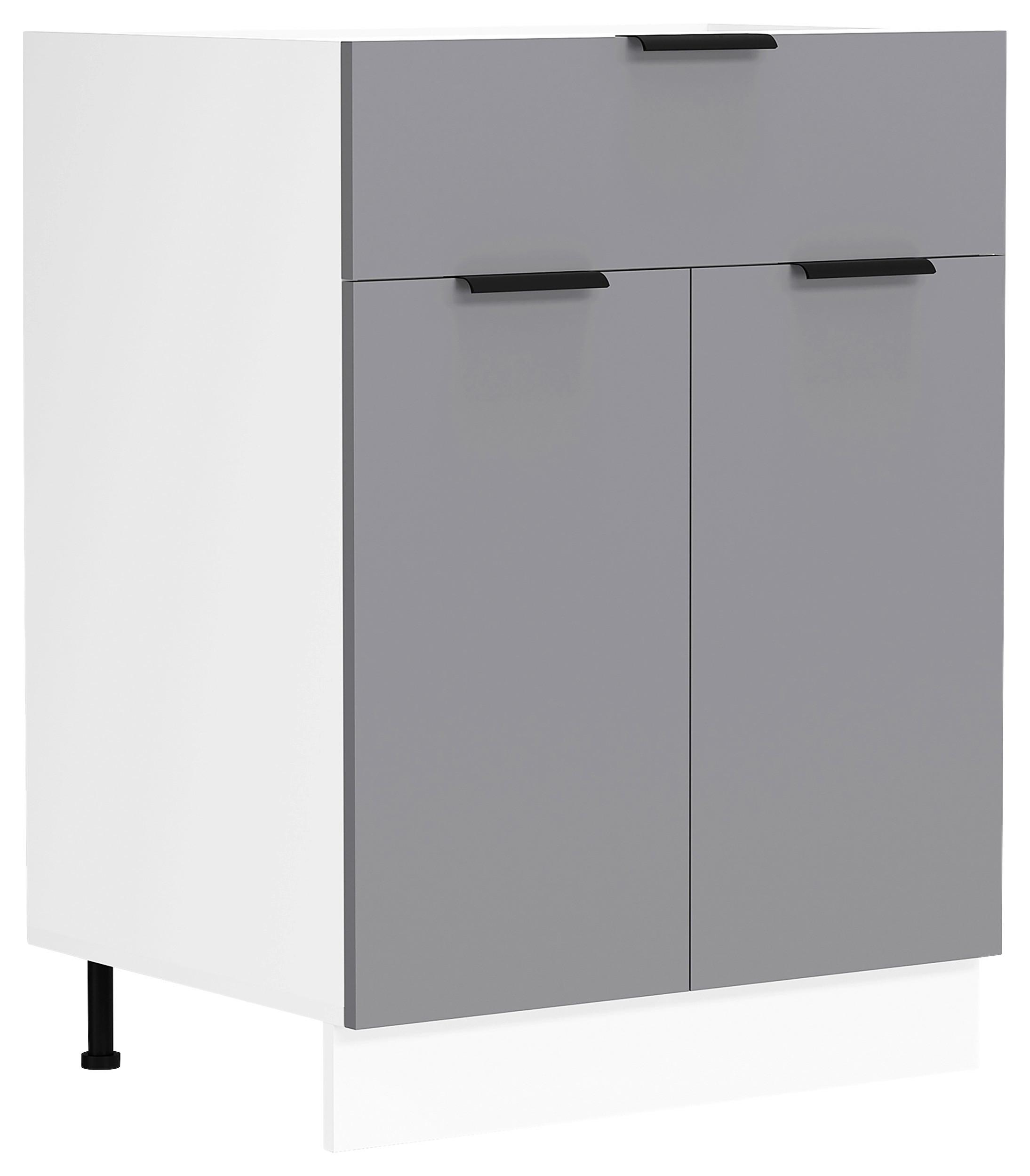 Küchenunterschrank Fasola Weiß/Anthrazit B: 60 cm - Anthrazit/Weiß, Trend, Holzwerkstoff (60/82/46cm) - MID.YOU