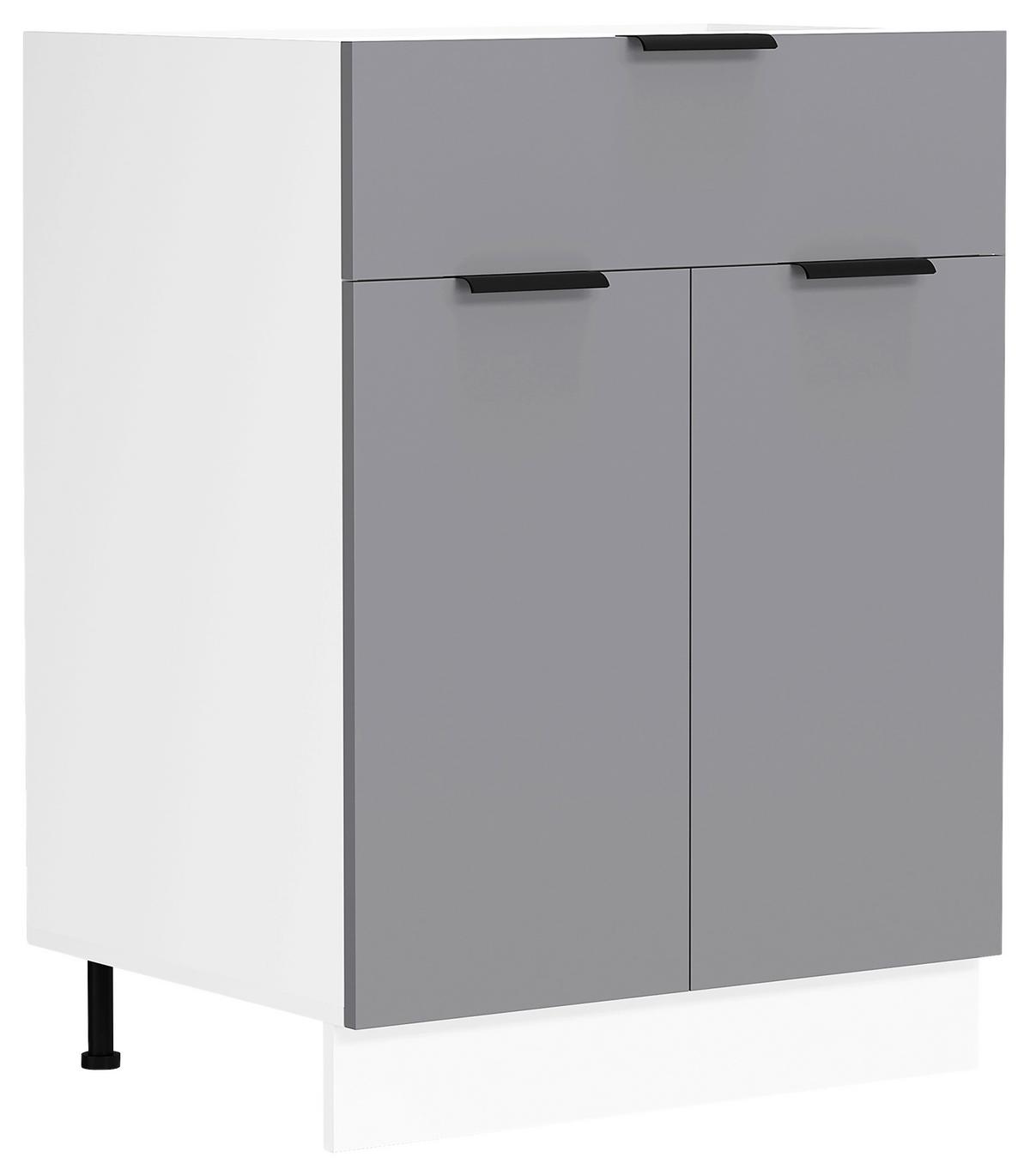 Küchenunterschrank Fasola Weiß/Anthrazit B: 60 cm - Anthrazit/Weiß, Trend, Holzwerkstoff (60/82/46cm) - MID.YOU