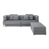 Pohovka s taburetem ELIZA světle šedá - černá/světle šedá, Moderní, dřevo/textil (260/75/210cm) - Bessagi Home