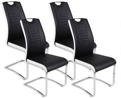 Schwingstuhl Tabea S Schwarz Lederlook Gepolstert 4er-Set - Chromfarben/Schwarz, MODERN, Textil/Metall (43/99/61cm) - MID.YOU
