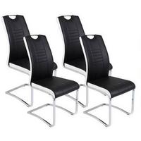 Schwingstuhl Tabea S Schwarz Lederlook Gepolstert 4er-Set - Chromfarben/Schwarz, MODERN, Textil/Metall (43/99/61cm) - MID.YOU