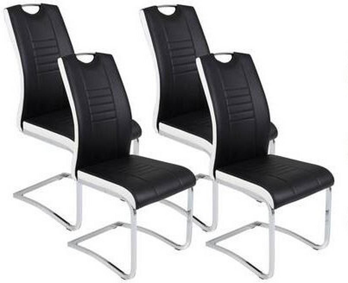 Schwingstuhl Tabea S Schwarz Lederlook Gepolstert 4er-Set - Chromfarben/Schwarz, MODERN, Textil/Metall (43/99/61cm) - MID.YOU