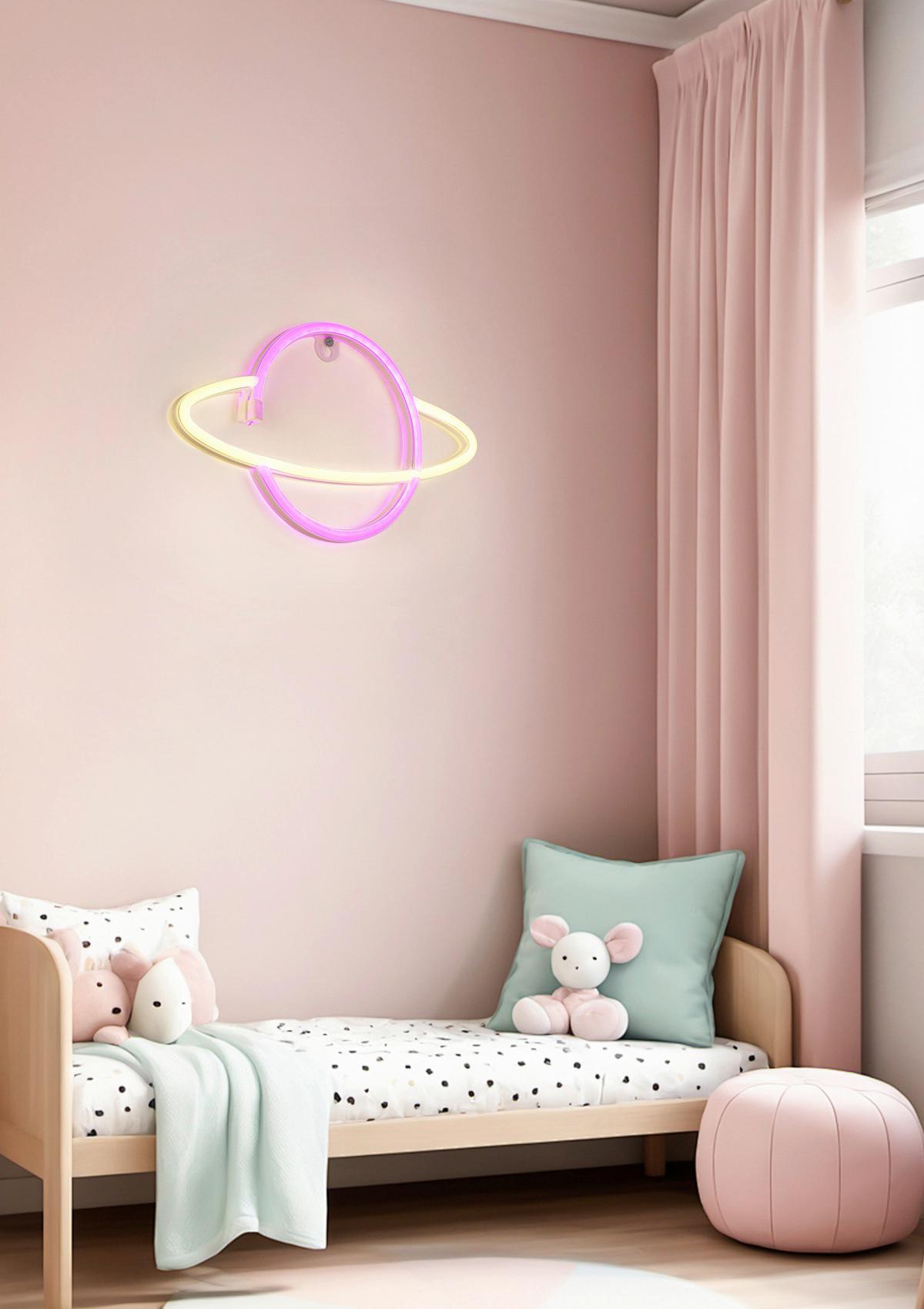 DEKORAČNÉ LED SVIETIDLO PLANETI - biela/ružová, Konventionell, plast (29,3/17,5/1,7cm) - Mömax