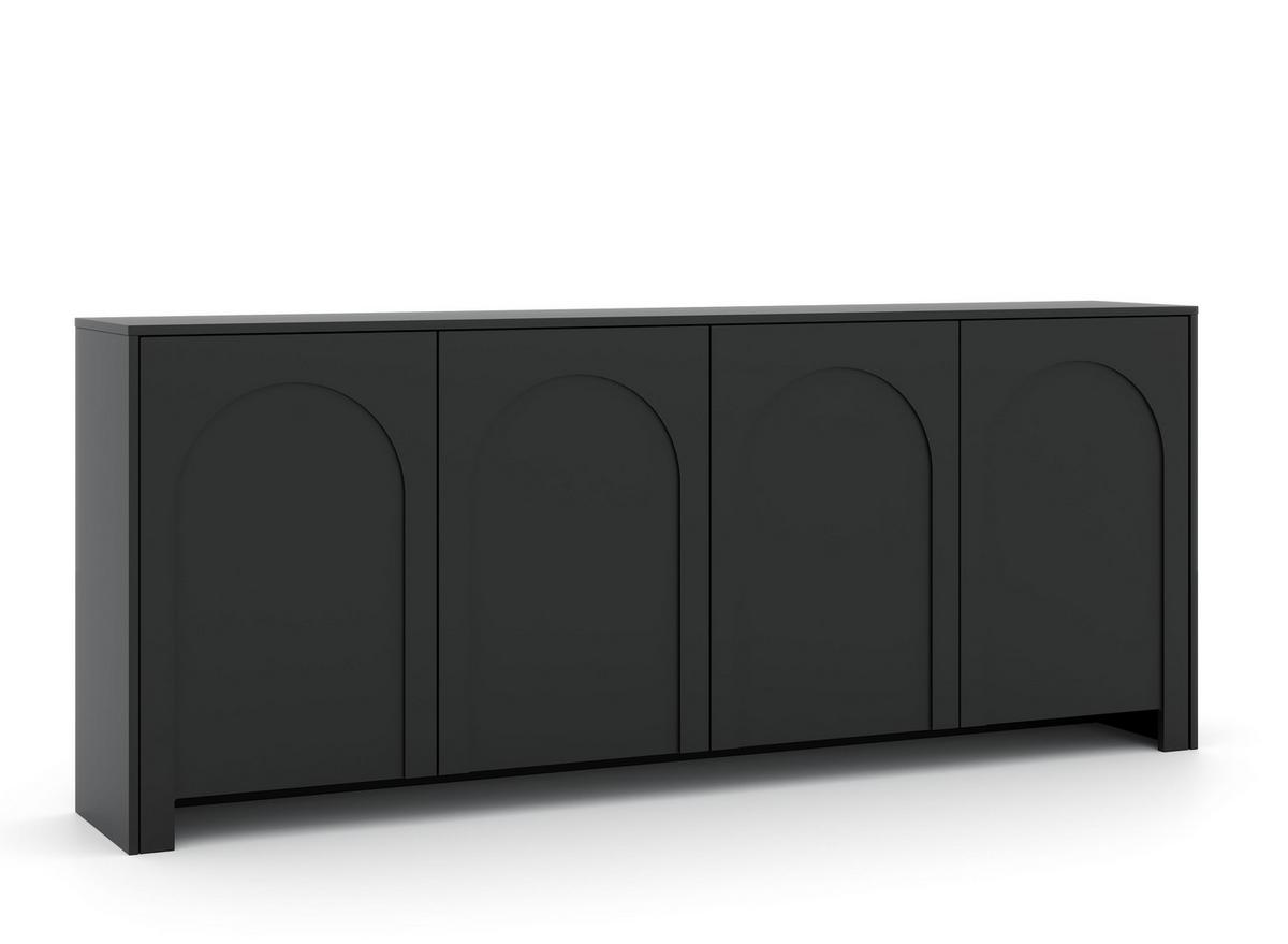 Černá komoda, bezúchytkové otevíraní, š: 204 cm - černá, Design, kompozitní dřevo (204/83/35cm)
