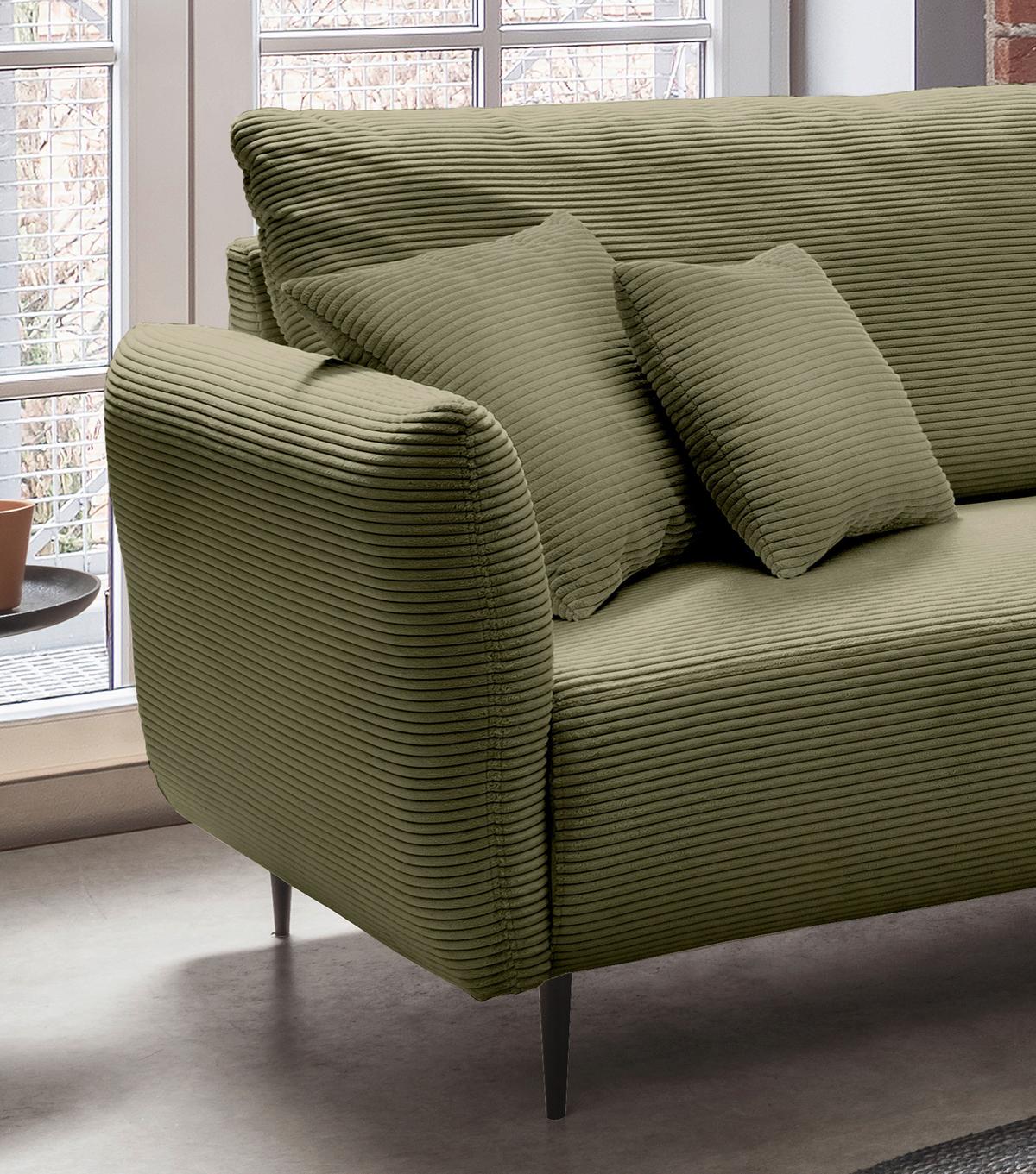 Ecksofa Vanilla mit Armteil- Verstellung, Olivgrün, 256x256 - Schwarz/Olivgrün, Design, Textil (256/256cm) - Livetastic