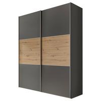 Schwebetürenschrank B: 225 cm Includo Anthrazit/Eiche Dekor - Anthrazit/Eiche Artisan, Design (225/222/68cm) - MID.YOU