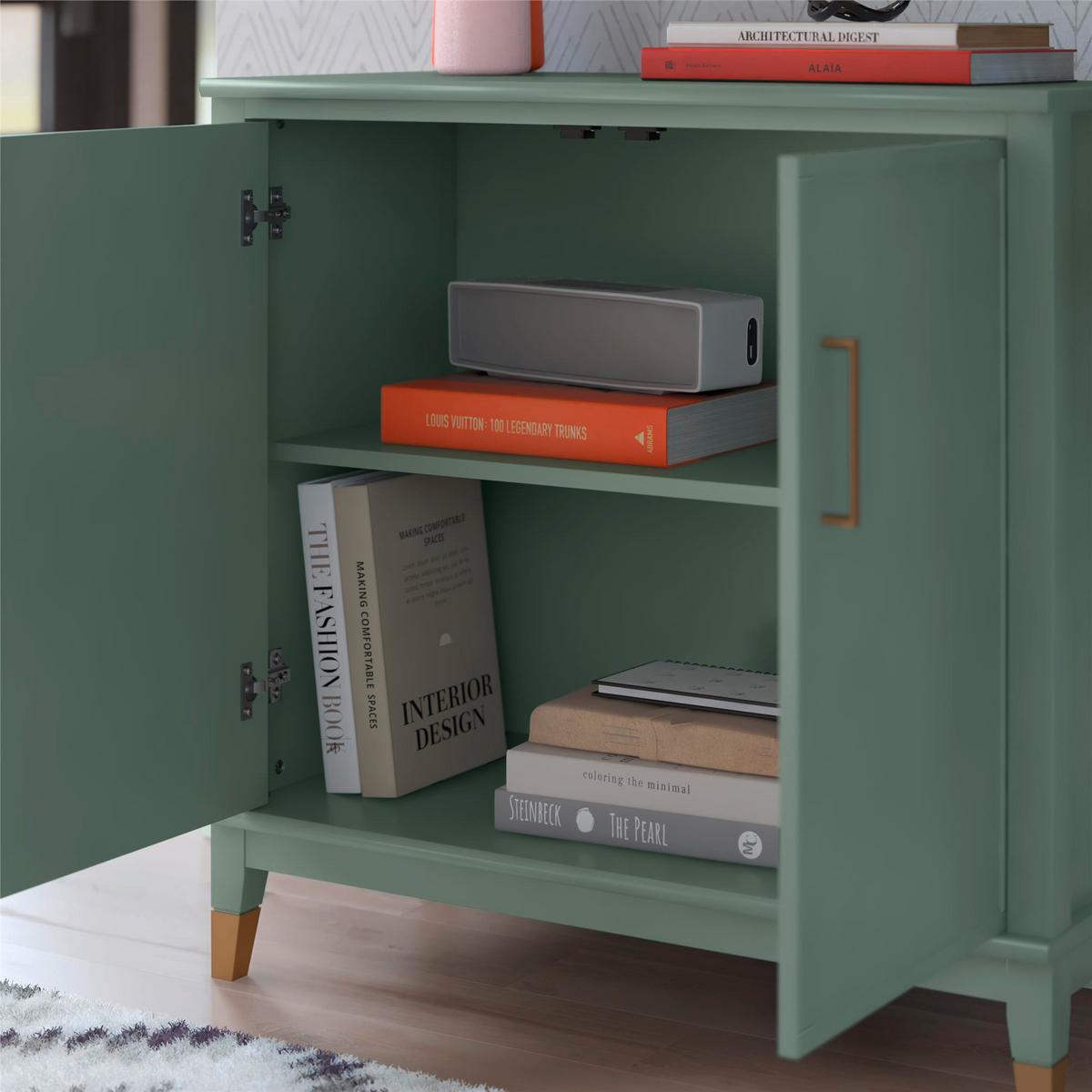 Highboard Westerleigh Hellgrün B: 86 cm - Goldfarben/Hellgrün, Design, Holzwerkstoff/Metall (86/85/41cm) - MID.YOU